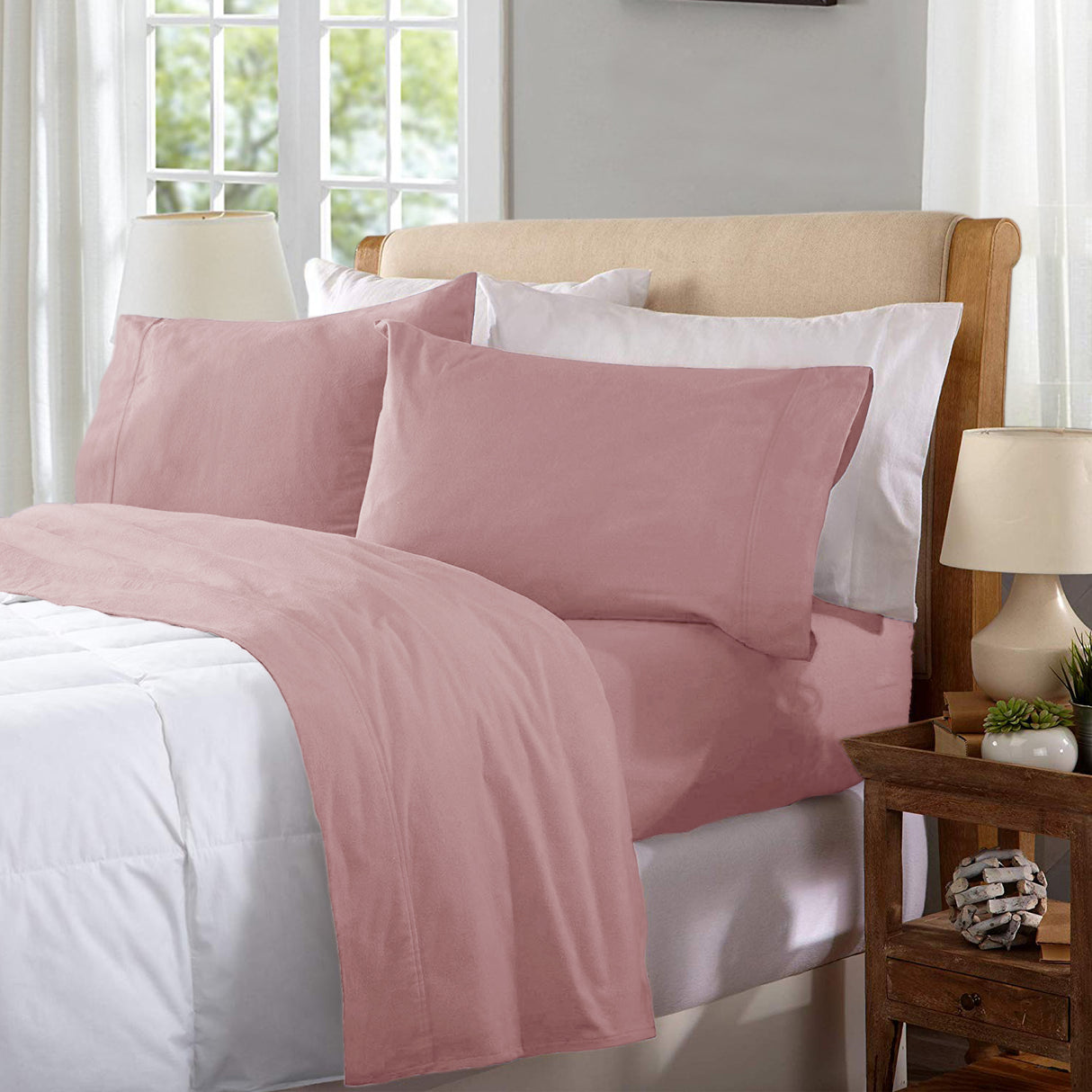 100% Egyptian Cotton Flannelette Sheet Set Winter Thermal 175GSM Sheets | Warm Fluffy Sheets