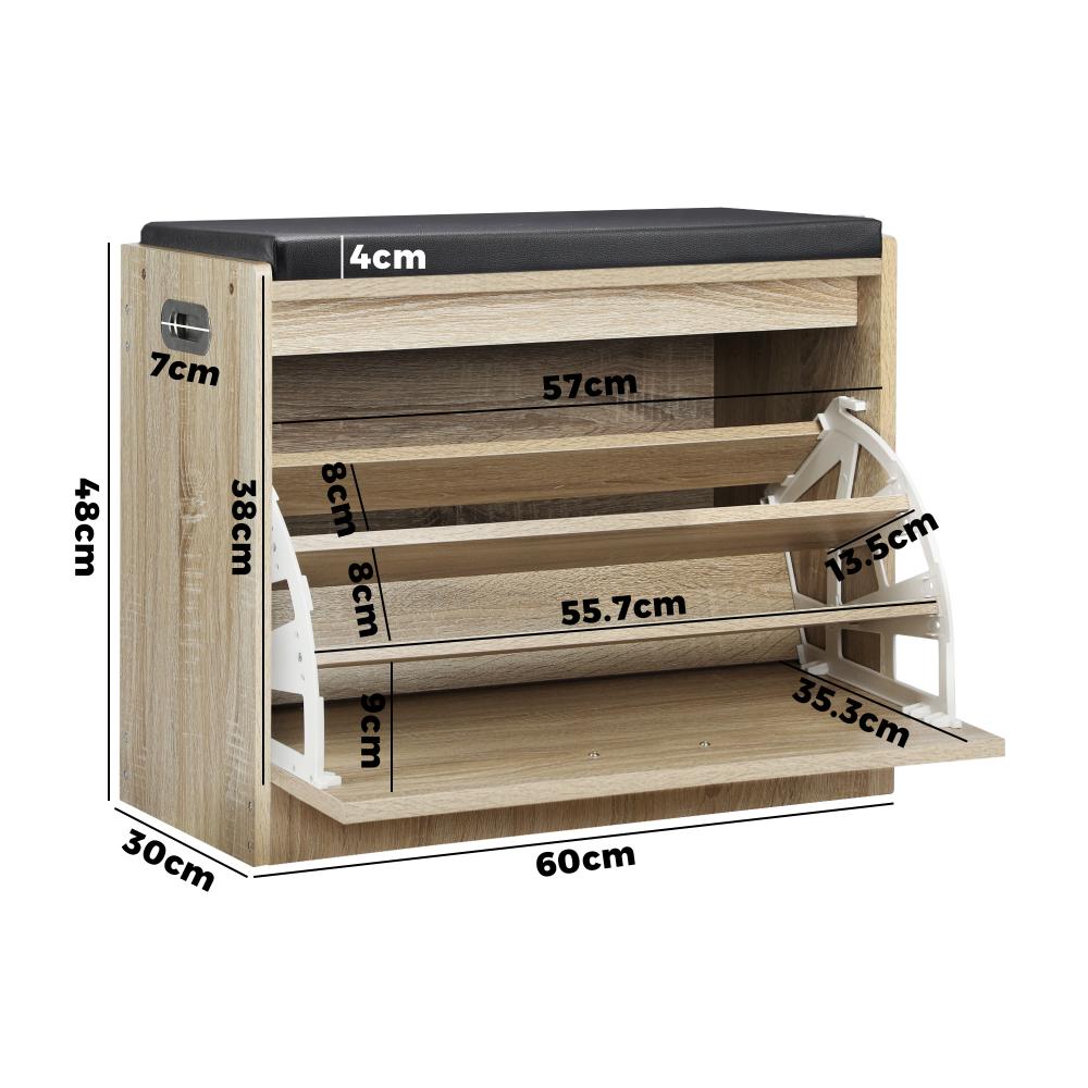 15 Pair Shoe Storage and Wooden Seating Bench | Modern Shoe Storage Cabinet