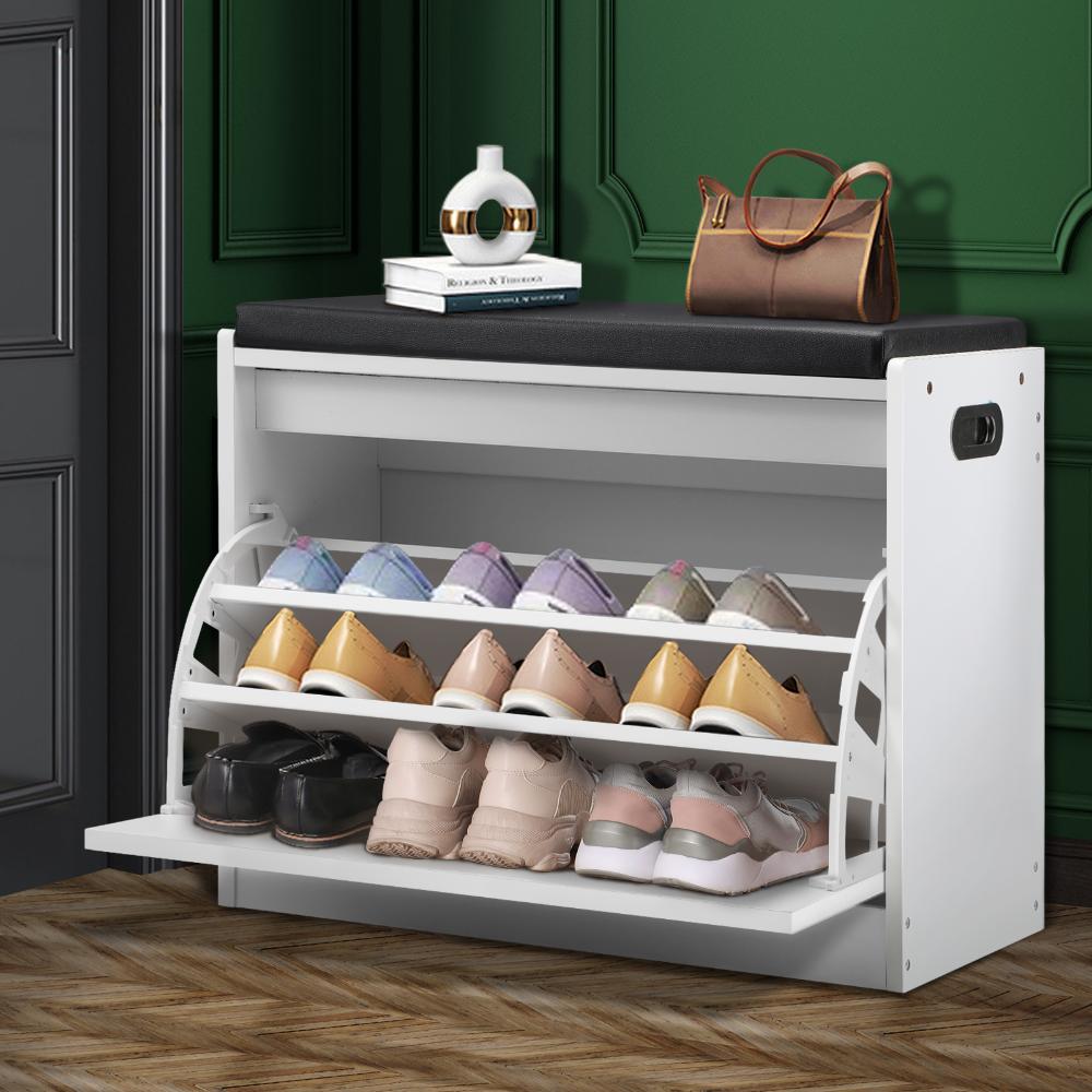 15 Pair Shoe Storage and Wooden Seating Bench | Modern Shoe Storage Cabinet