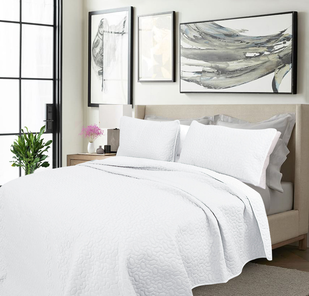 Shangri-La 2000TC Cooling 3pc Comforter Set | Summer 3pc Coverlet Bedding Set