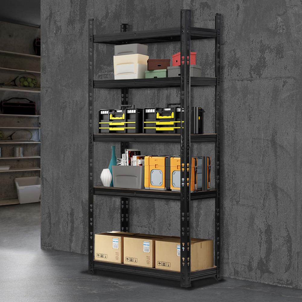 Forte Black Garage Shelving Storage Rack | Premium 5 Tier Space Saving Storage Clutter Solution