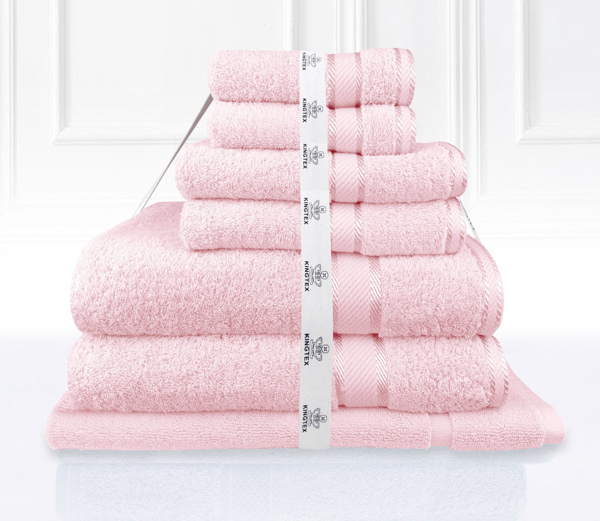 Luxury Kingtex 100% Supreme Cotton Towel Set | 100% Cotton Bath Towel Set | 2 Size Sets - 17 Colours Bath Towels & Washcloths 7 Piece Set / BABY PINK Ontrendideas Bed and Bath