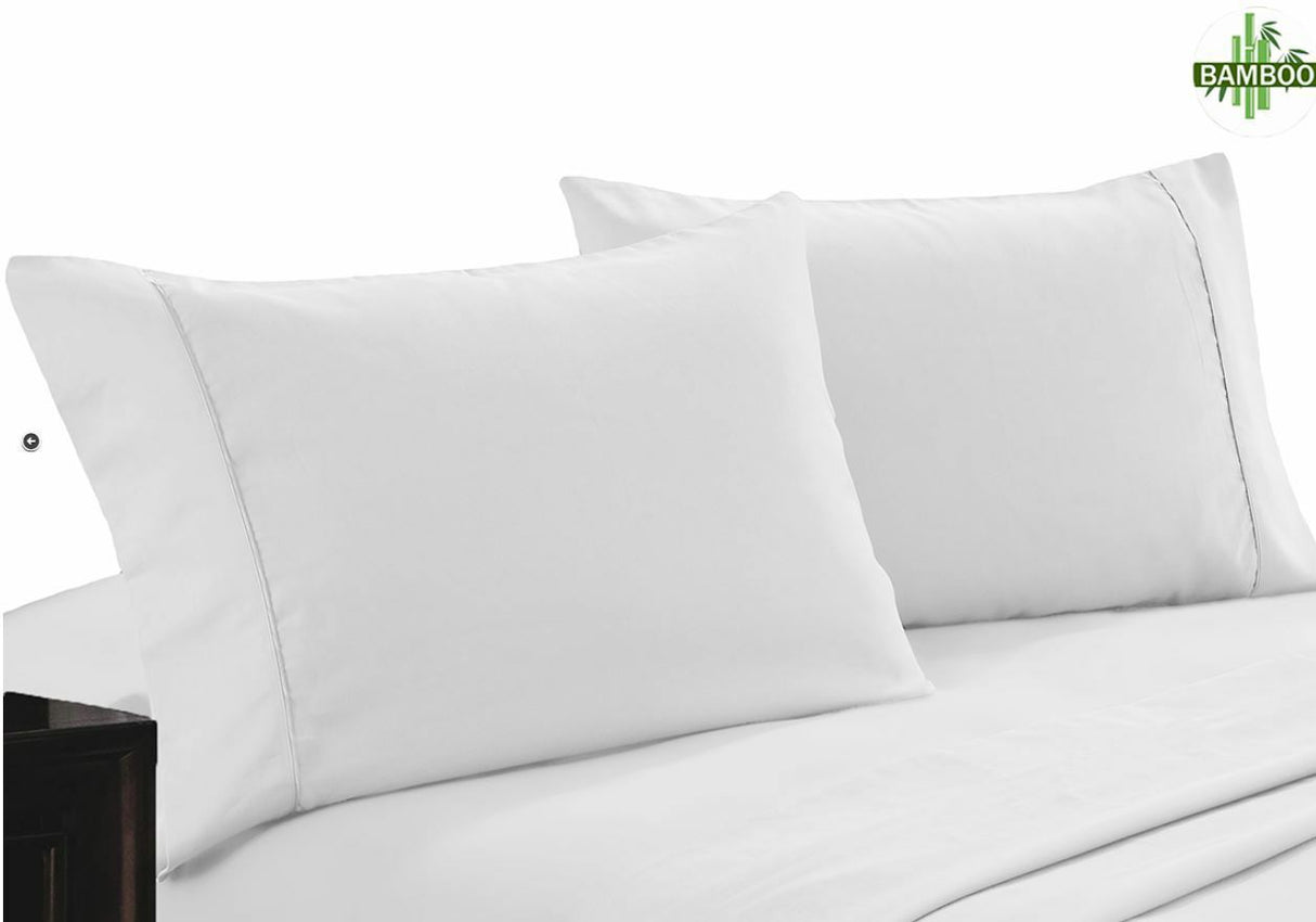 400TC Bamboo Cotton Fitted Sheet and Two Pillowcase Set, Bamboo Sheets MQ MK | 7 Sizes - 4 Colours Bed Sheets Ontrendideas Bed and Bath