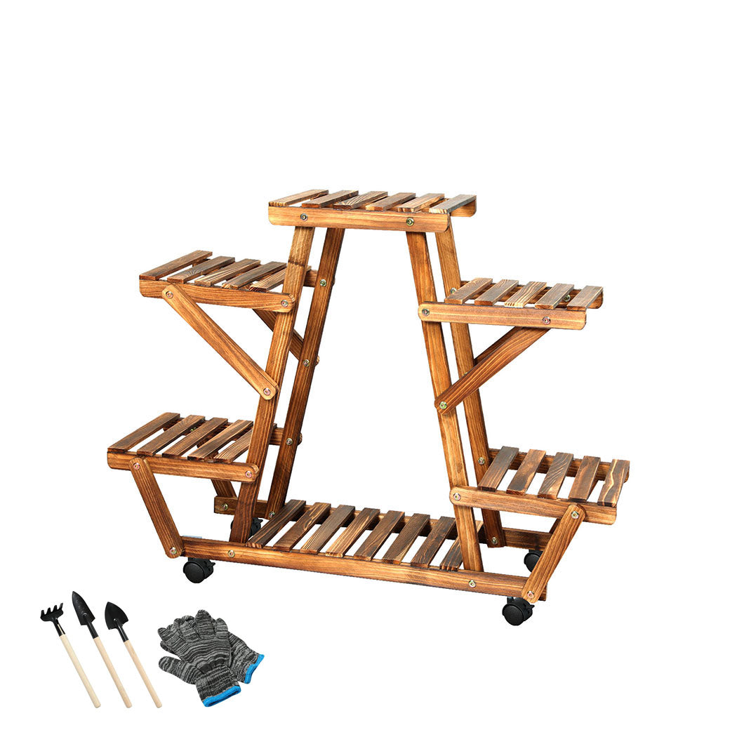 Natura Designer Multi Tier Wooden Plant Stand | Stylish Wooden Pine Plant Stands