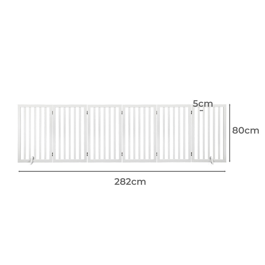 Extra Tall 80cm High White Wooden Pet Gate | Foldable Stable Dog Fence Safety Stairs Gate