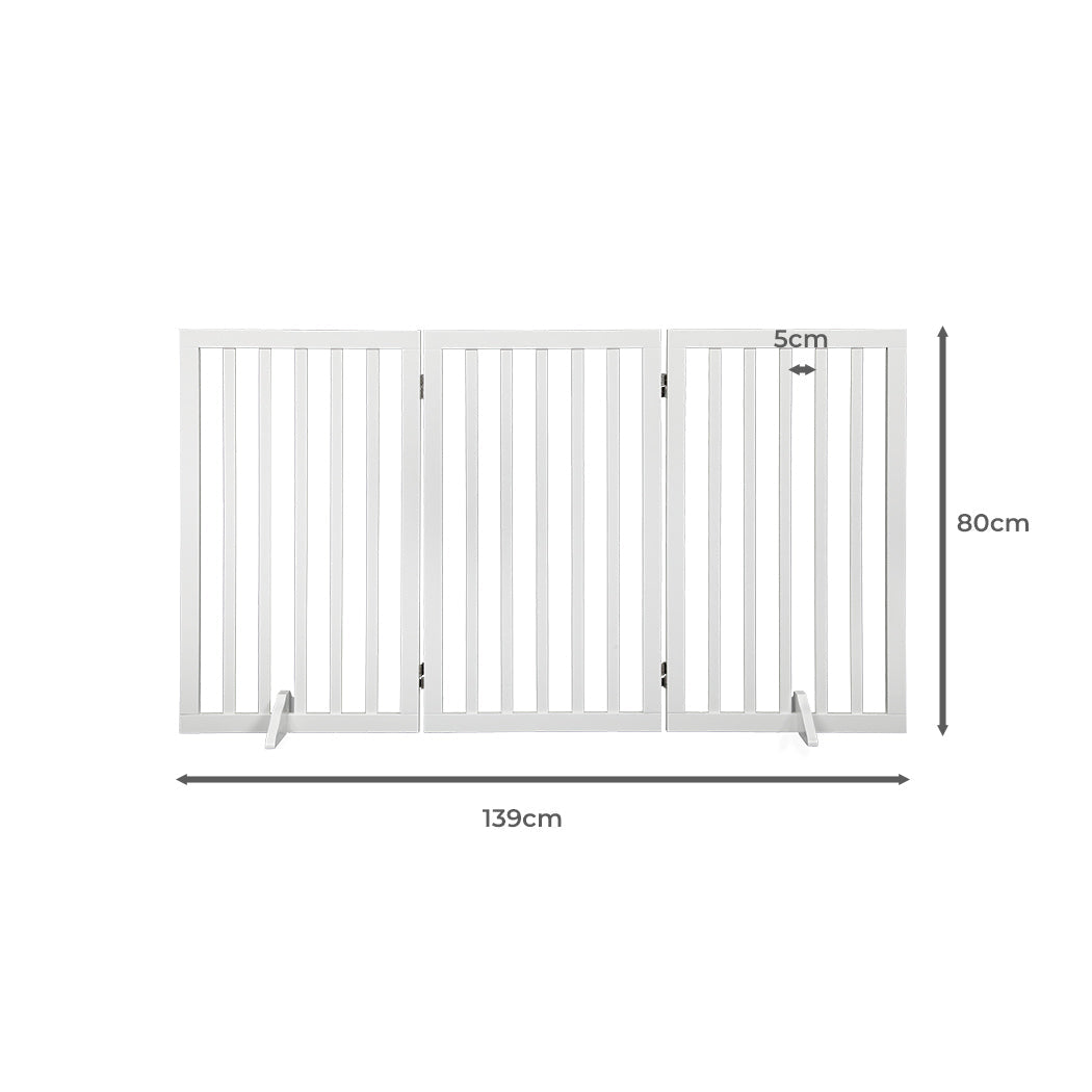 Extra Tall 80cm High White Wooden Pet Gate | Foldable Stable Dog Fence Safety Stairs Gate