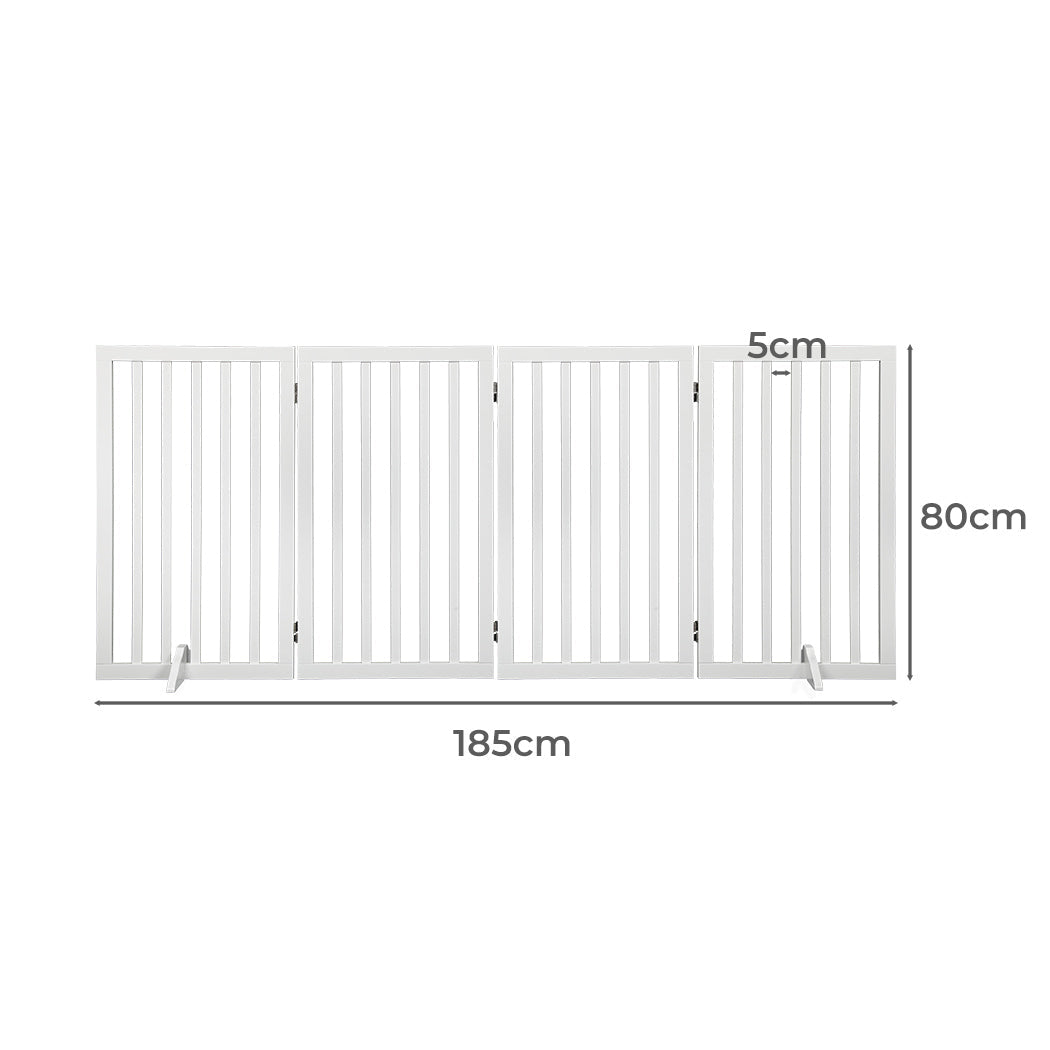 Extra Tall 80cm High White Wooden Pet Gate | Foldable Stable Dog Fence Safety Stairs Gate