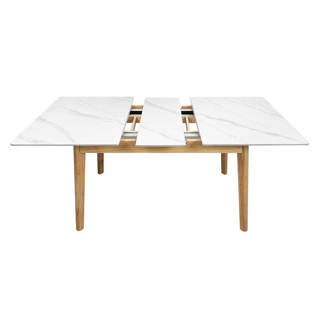 Giorgio 1.3-1.6M Extendable Wooden Dining Table | 6-8 Seater Premium Modern Dining Table Marble Style Stone Top