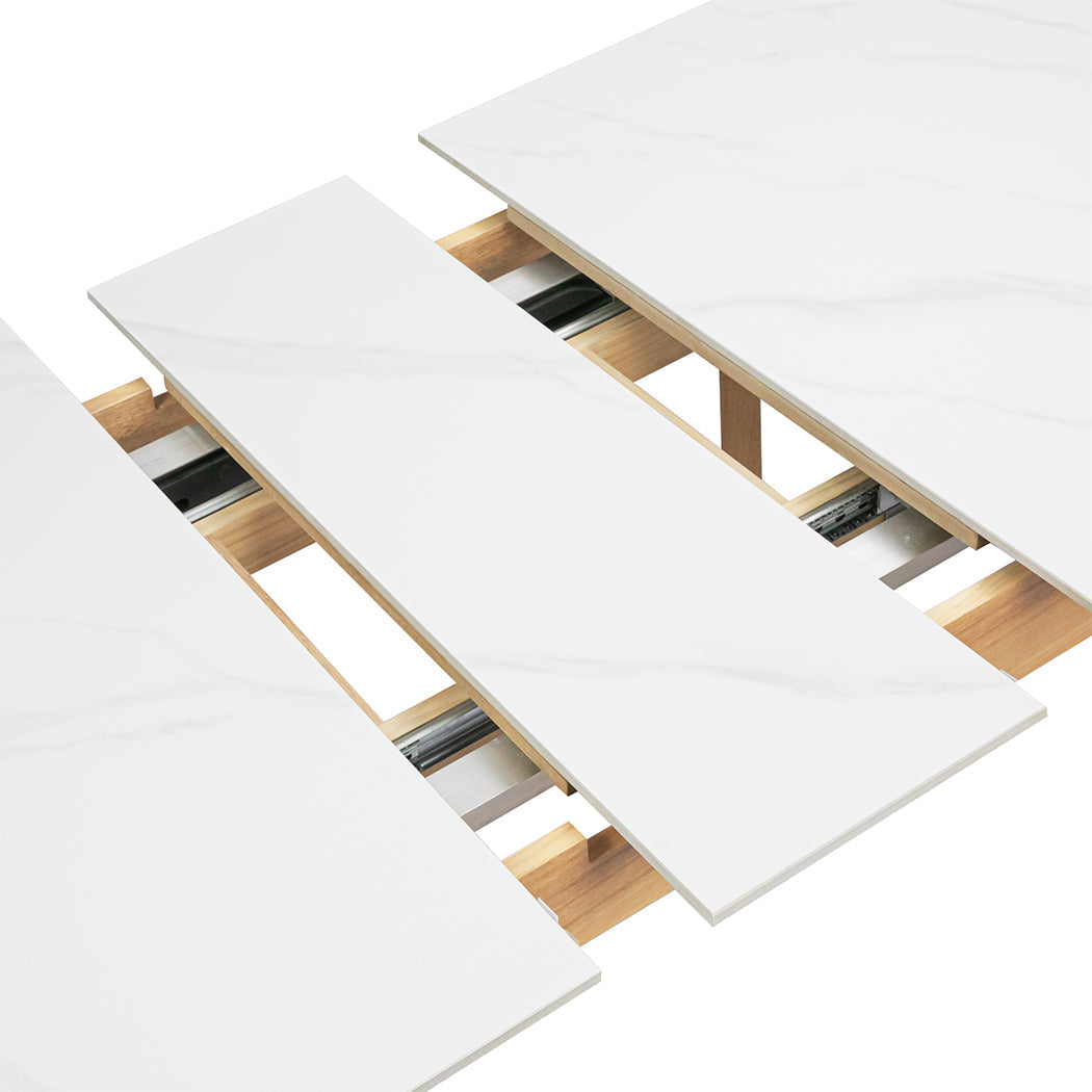 Giorgio 1.3-1.6M Extendable Wooden Dining Table | 6-8 Seater Premium Modern Dining Table Marble Style Stone Top
