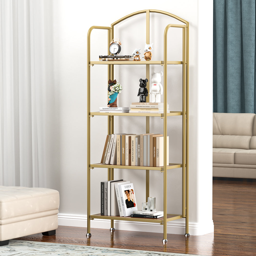 Crasus Foldable Portable Metal 4 Tier Display Unit | Modern Versatile Storage Bookshelf Display