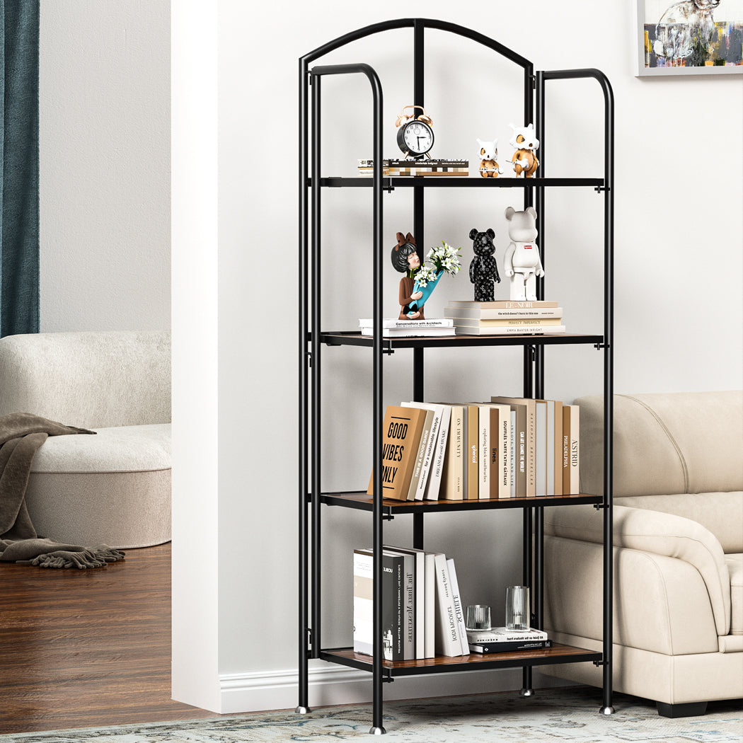 Crasus Foldable Portable Metal 4 Tier Display Unit | Modern Versatile Storage Bookshelf Display