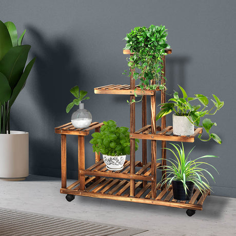 Natura Designer Multi Tier Wooden Plant Stand | Stylish Wooden Pine Plant Stands