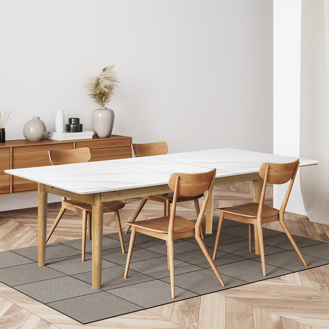 Giorgio 1.3-1.6M Extendable Wooden Dining Table | 6-8 Seater Premium Modern Dining Table Marble Style Stone Top