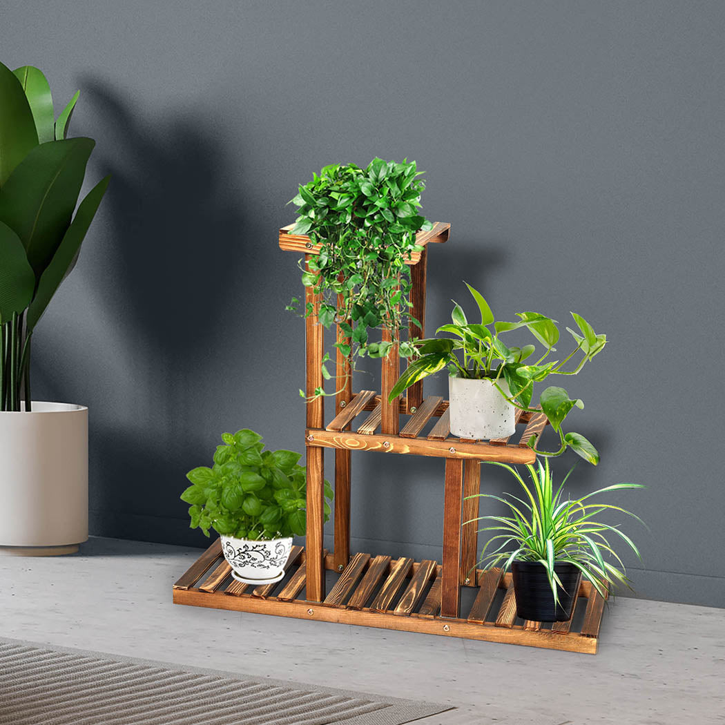 Natura Designer Multi Tier Wooden Plant Stand | Stylish Wooden Pine Plant Stands