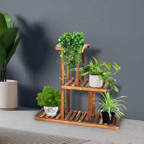 Natura Designer Multi Tier Wooden Plant Stand | Stylish Wooden Pine Plant Stands
