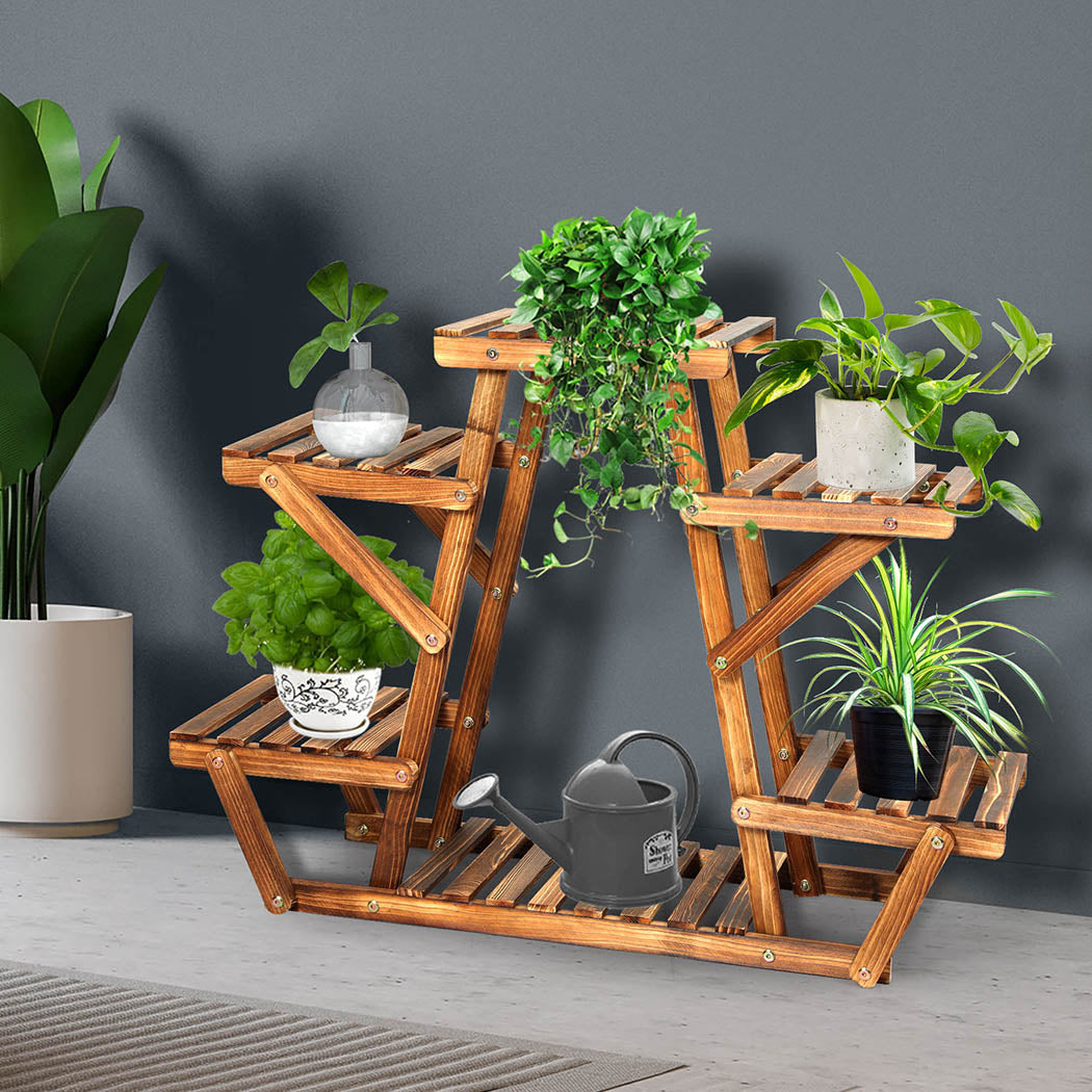 Natura Designer Multi Tier Wooden Plant Stand | Stylish Wooden Pine Plant Stands