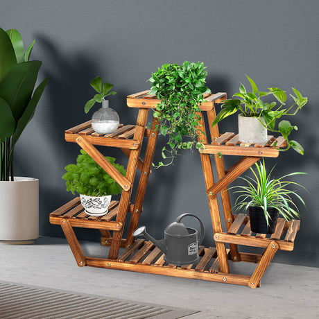 Natura Designer Multi Tier Wooden Plant Stand | Stylish Wooden Pine Plant Stands