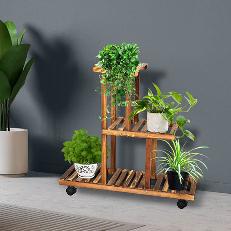 Natura Designer Multi Tier Wooden Plant Stand | Stylish Wooden Pine Plant Stands