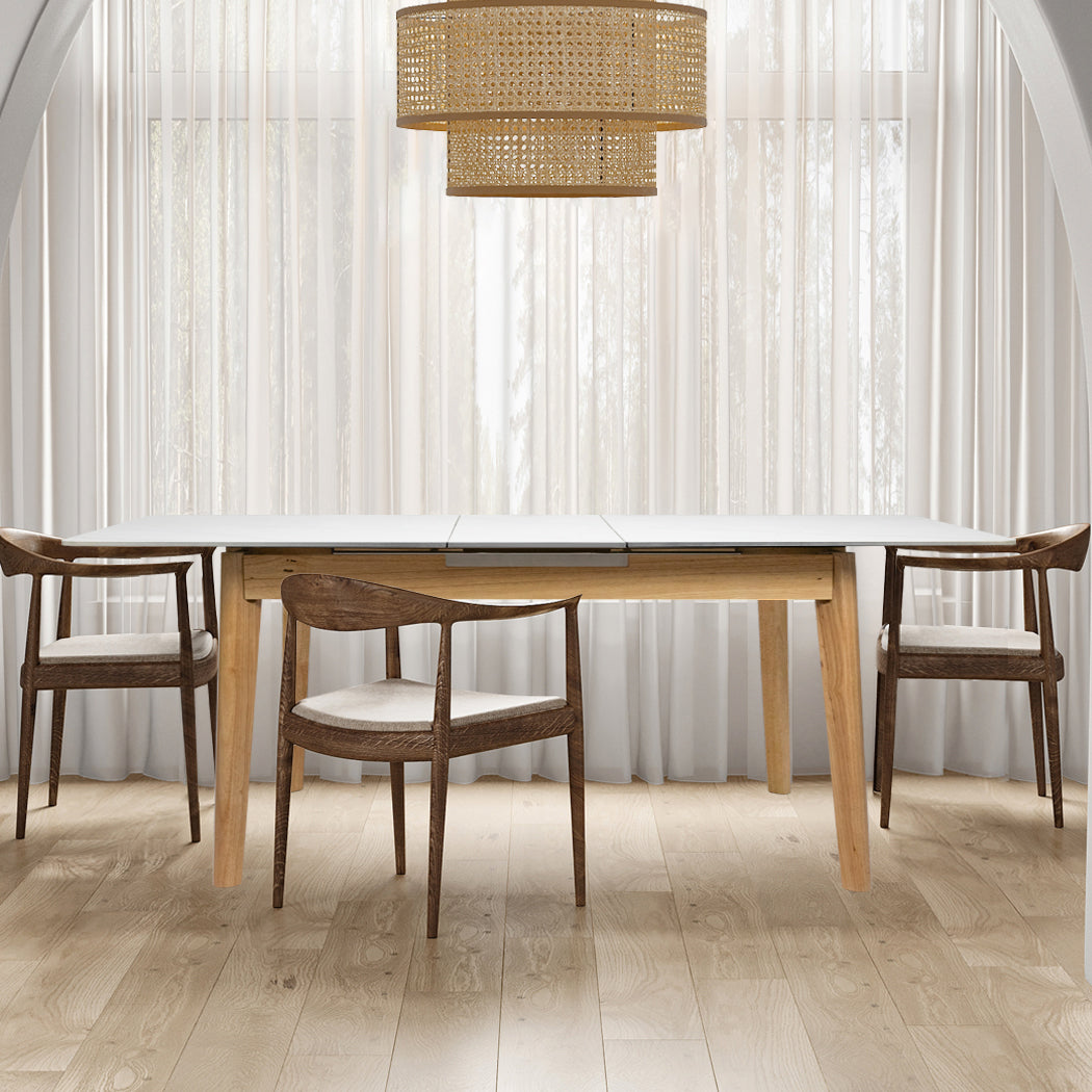 Giorgio 1.3-1.6M Extendable Wooden Dining Table | 6-8 Seater Premium Modern Dining Table Marble Style Stone Top