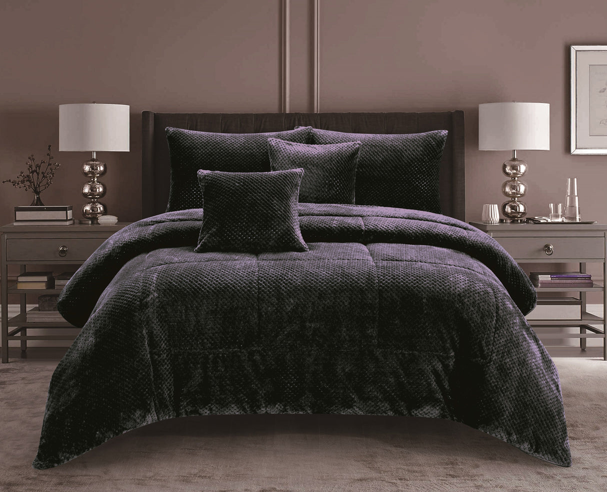 3 Piece Waffle Fleece Comforter Set | Warm Cozy Winter Soft Comforter | Fluffy Soft Bedding | 3 Sizes - 4 Colours Quilts & Comforters Double / Charcoal Ontrendideas Bed and Bath
