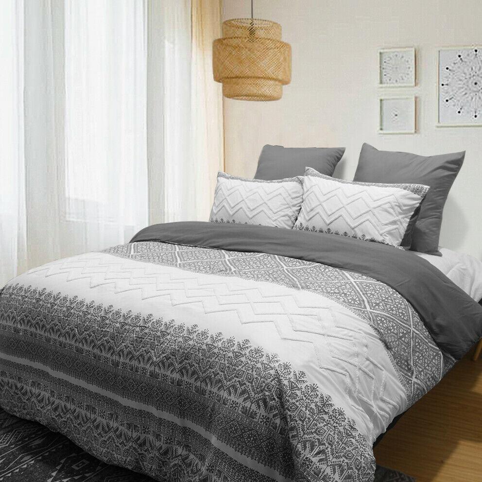 Elite BOHO 3PC Bamboo Comforter Set | Modern Chic Cooling Comforter | Pinsonic Embossed Comforter | 2 Sizes - 3 Colours Quilts & Comforters Queen / Charcoal Ontrendideas Bed and Bath