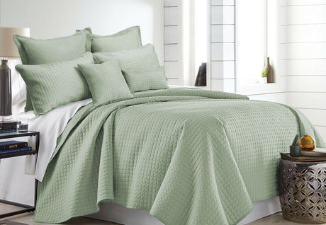 7 Piece Light Comforter Set | Coverlet Set | 7pc Summer Cool Bedspread | 2 Sizes - 6 Colours Quilts & Comforters Queen / Sage Green Ontrendideas Bed and Bath