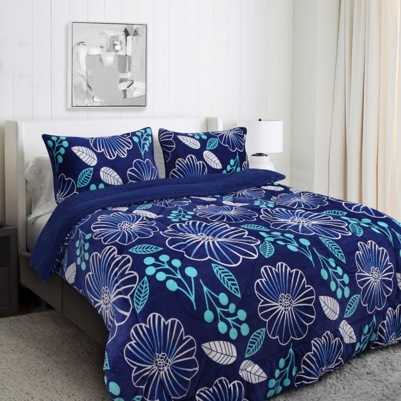 Ramesses 2 in 1 Printed Sherpa Flannel Fleece Reversible Blanket Set | Ramesses Flannel Comforter Blanket Set