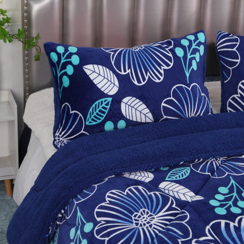 Ramesses 2 in 1 Printed Sherpa Flannel Fleece Reversible Blanket Set | Ramesses Flannel Comforter Blanket Set