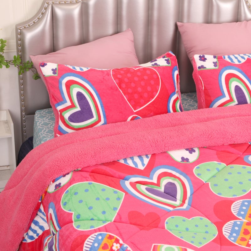 Ramesses 2 in 1 Printed Sherpa Flannel Fleece Reversible Blanket Set | Ramesses Flannel Comforter Blanket Set