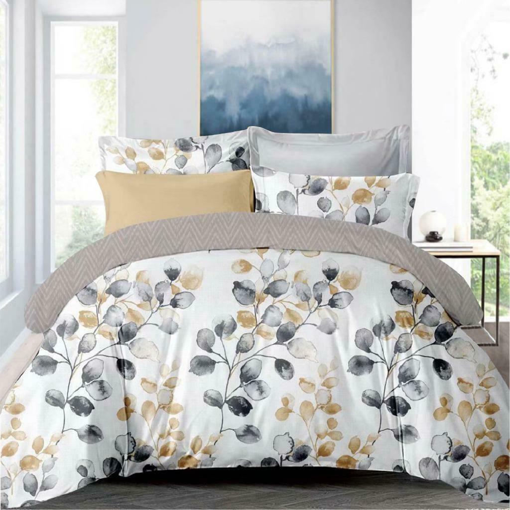 300TC Modern Design Eden Leaves Soft Quilt Cover Set