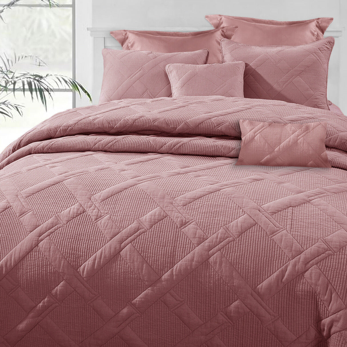 7 Piece Bamboo Comforter Set | 7pc Bamboo Matelassé Weave Set Coverlet