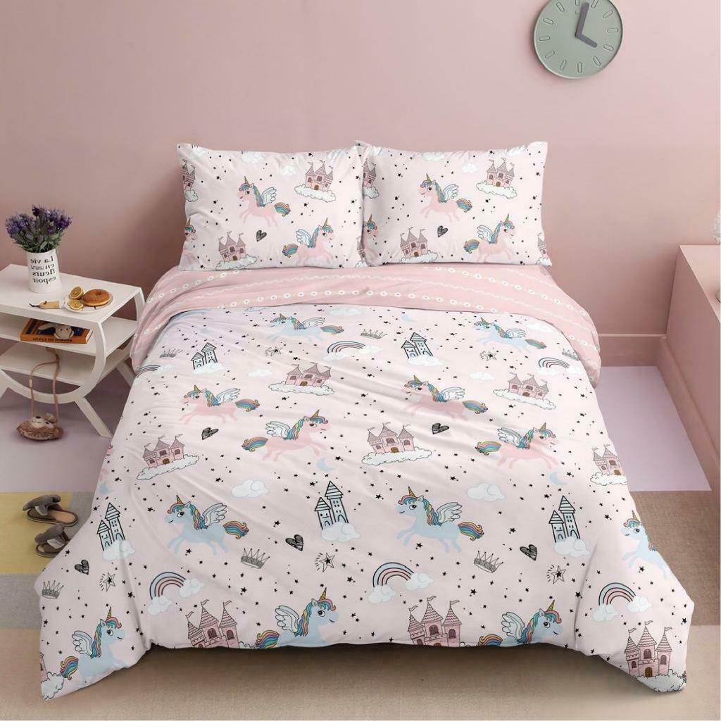 300TC 100% Cotton Kids Quilt Cover Set | Unicorn World Quilt Cover Set