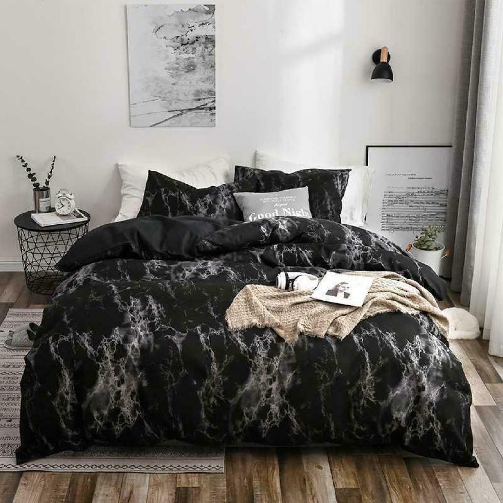 300TC Dark Marble Soft Touch Quilt Cover Set