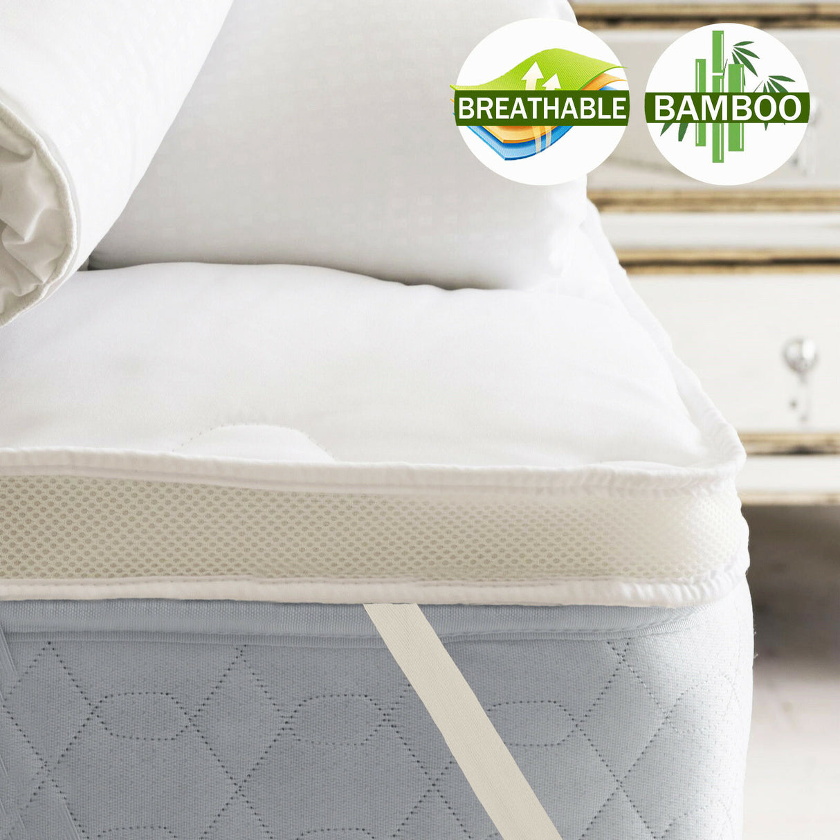 Airmax 1000GSM Bamboo Mattress Topper | Breathable and Allergy Sensitive Cool Topper