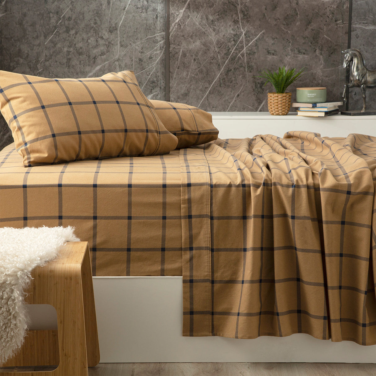 175GSM 100% Egyptian Cotton Flannelette Sheet Set In Patterned Designs by Park Avenue | Winter Warm Bedding