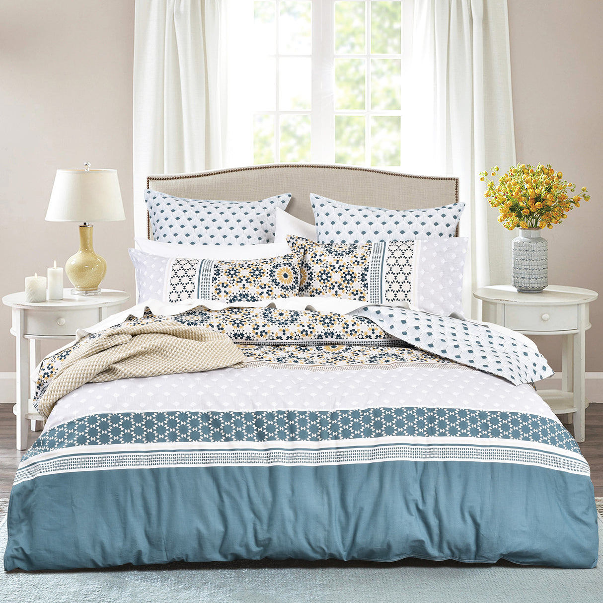 300TC 100% Cotton Reversible Mizunna Quilt Cover Set by Renee Taylor