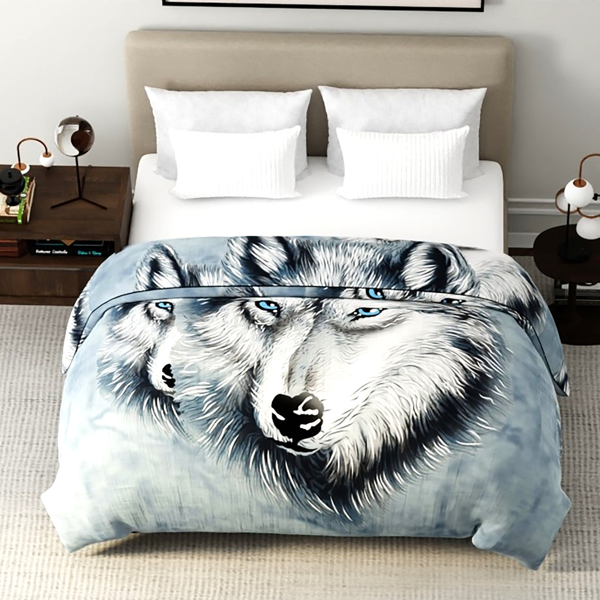 Reversible Extra Large Plush Winter Warmth Printed Mink Blanket | Double Sided Soft Velvet Feel Thermal Blanket
