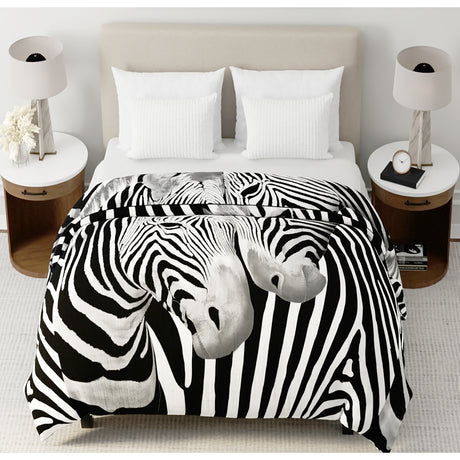 Reversible Extra Large Plush Winter Warmth Printed Mink Blanket | Double Sided Soft Velvet Feel Thermal Blanket