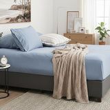 Luxiore 100% Organic Cotton Melange Jersey Fitted Sheet Combo Set by Renee Taylor | Breathable Eco Cotton Wrinkle Free Sheets