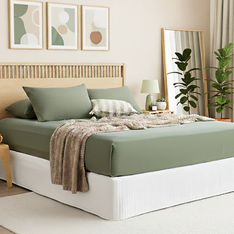 Luxiore 100% Organic Cotton Melange Jersey Fitted Sheet Combo Set by Renee Taylor | Breathable Eco Cotton Wrinkle Free Sheets