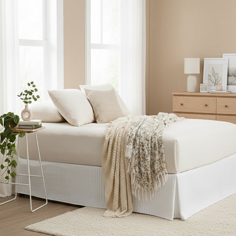 Luxiore 100% Organic Cotton Melange Jersey Fitted Sheet Combo Set by Renee Taylor | Breathable Eco Cotton Wrinkle Free Sheets