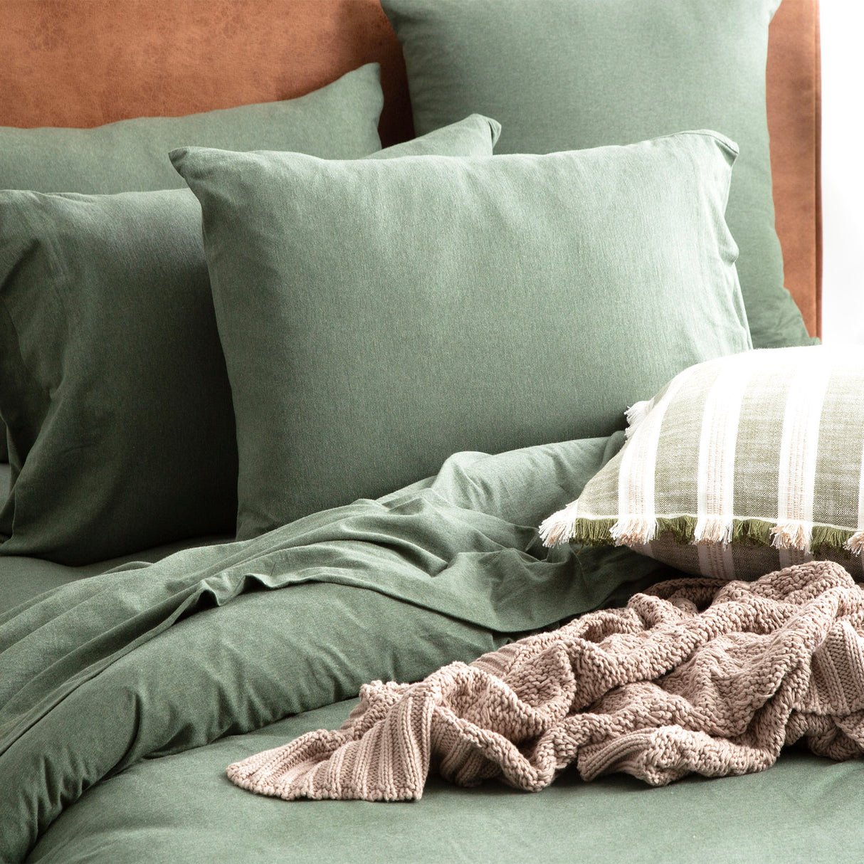 Luxiore 100% Organic Cotton Melange Jersey Quilt Cover Set by Renee Taylor | Breathable Eco Cotton Donna Cover Set