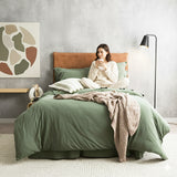 Luxiore 100% Organic Cotton Melange Jersey Quilt Cover Set by Renee Taylor | Breathable Eco Cotton Donna Cover Set