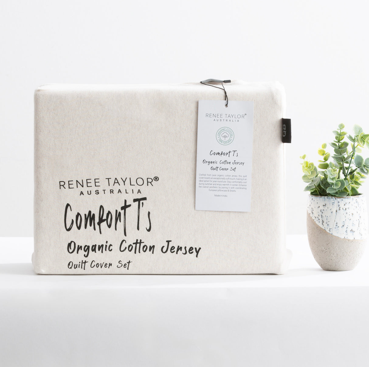 Luxiore 100% Organic Cotton Melange Jersey Quilt Cover Set by Renee Taylor | Breathable Eco Cotton Donna Cover Set