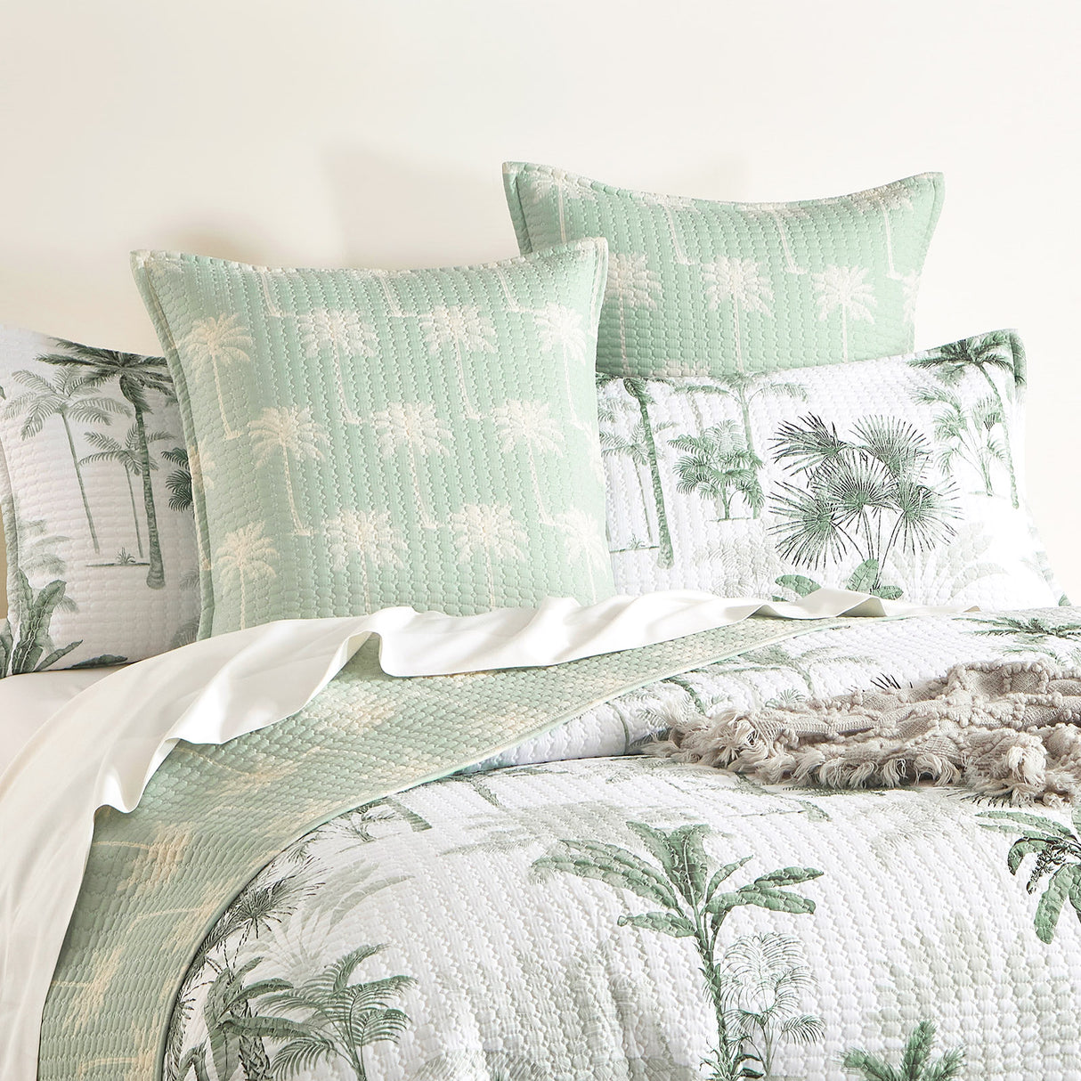 Palmea 3pc Quilted Reversible Coverlet Set by Renee Taylor | Two Sided Modern Light Coverlet