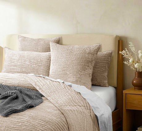 Amara Soft Velvet Plush 3pc Coverlet Set by Renee Taylor | Silky Velvet 100% Cotton Reverse Side
