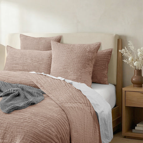 Amara Soft Velvet Plush 3pc Coverlet Set by Renee Taylor | Silky Velvet 100% Cotton Reverse Side
