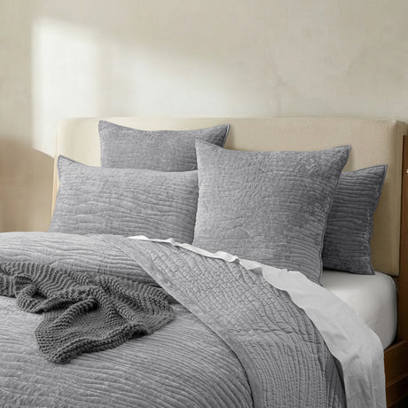 Amara Soft Velvet Plush 3pc Coverlet Set by Renee Taylor | Silky Velvet 100% Cotton Reverse Side