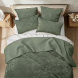 Sierra Soft Velvet Plush 3pc Coverlet Set by Renee Taylor | Cross Stitch Patten 100% Cotton Reverse Side