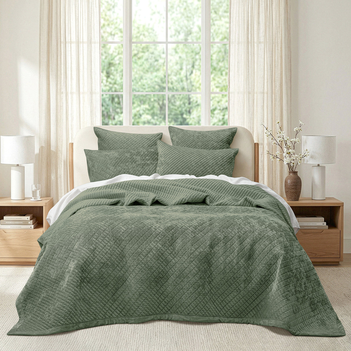 Sierra Soft Velvet Plush 3pc Coverlet Set by Renee Taylor | Cross Stitch Patten 100% Cotton Reverse Side